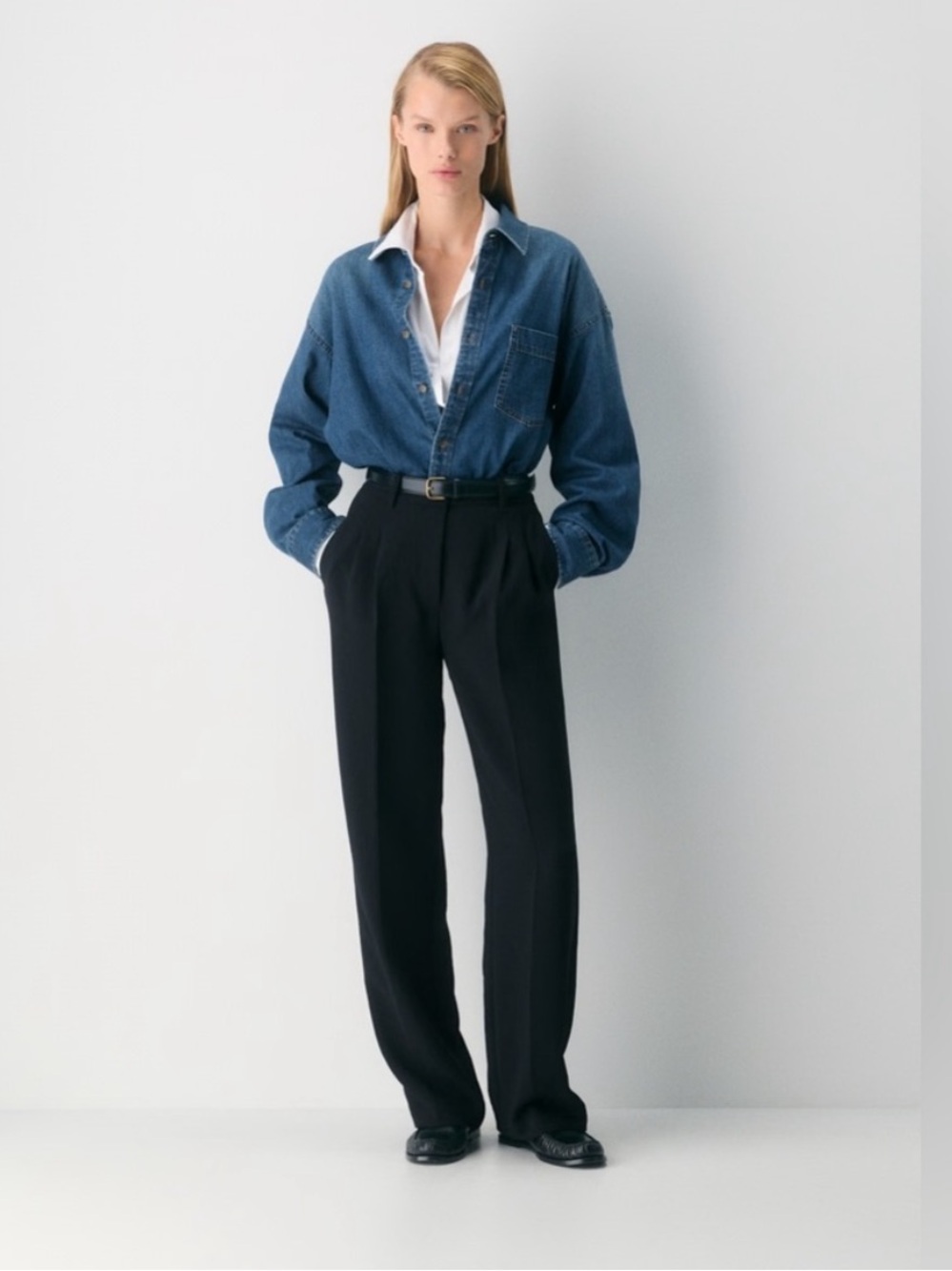 Aritzia Wilfred Effortless Pant Wide Leg Trouser High Rise Short Length Black